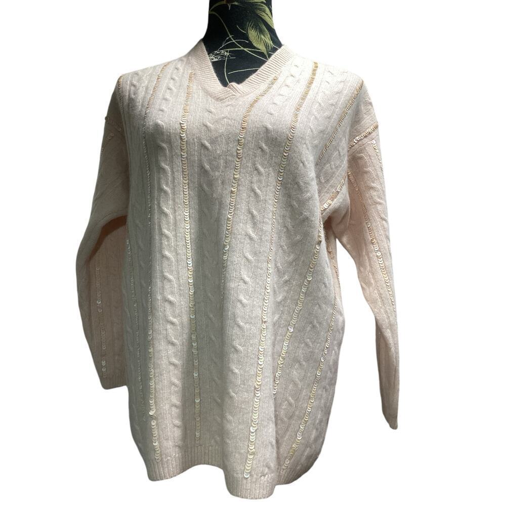 Classiques Entier  winter V-neck lambswool angora rabbit’s hair women’s‎ M beige